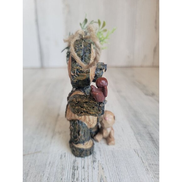 wooden cabin bear rabbit cardinal ornament Xmas mistletoe unique - Picture 3 of 5